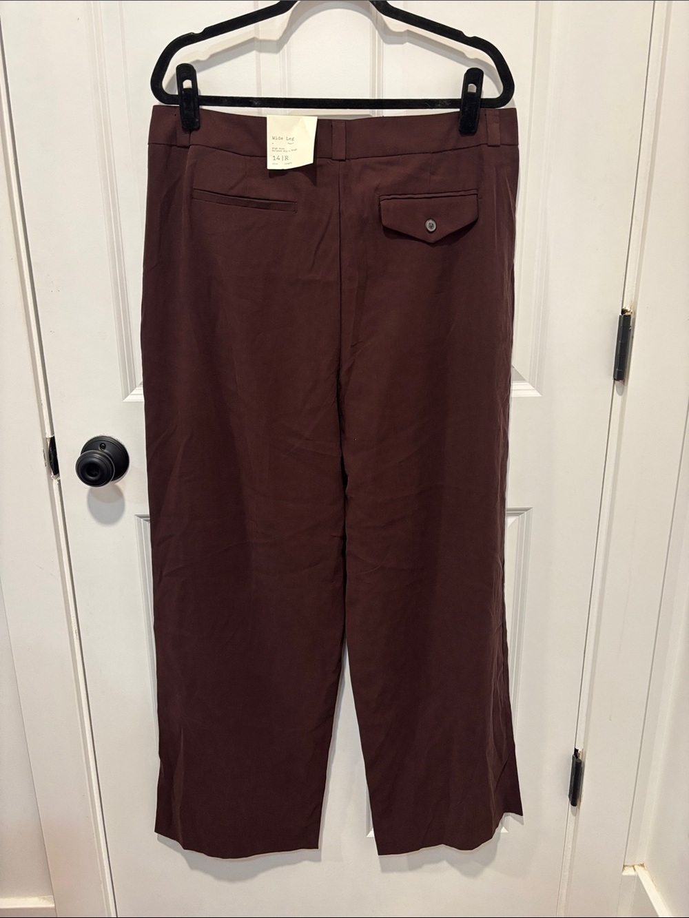 Wide Leg High Rise Pants - Maroon - Picture 2 of 3